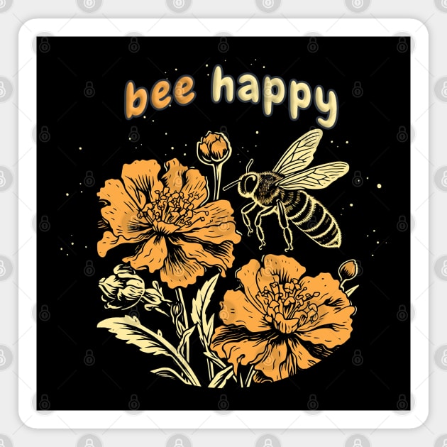 Bee Happy Magnet by nonbeenarydesigns